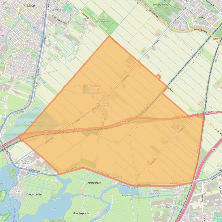 Kaart van postcodegebied 2157.