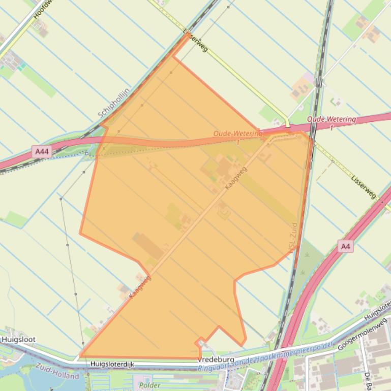 Kaart van postcodegebied 2157LH.