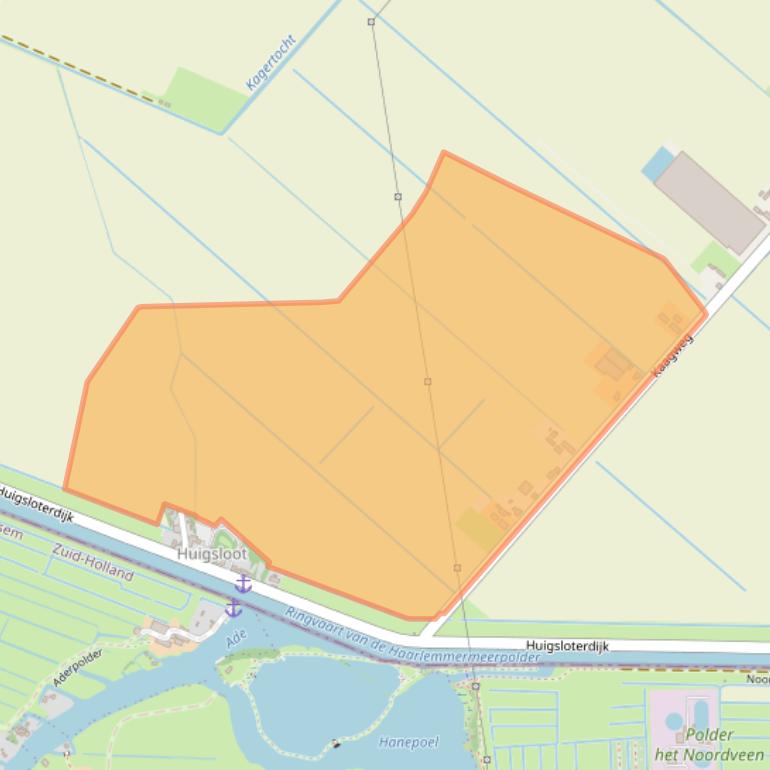 Kaart van postcodegebied 2157LJ.