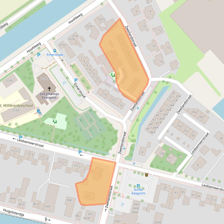 Kaart van postcodegebied 2158MD.