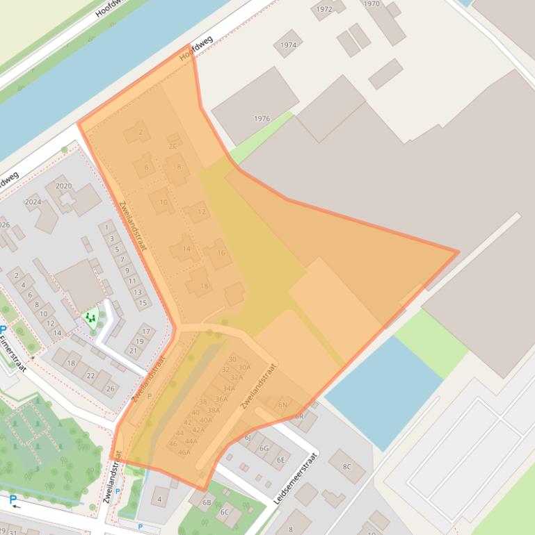 Kaart van postcodegebied 2158ME.