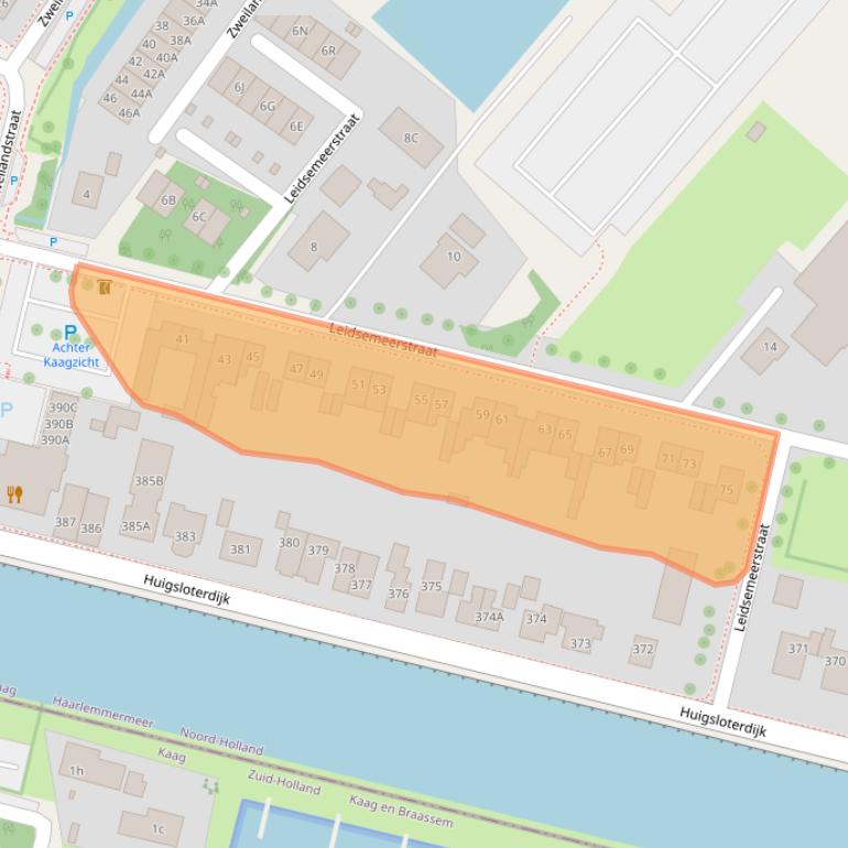 Kaart van postcodegebied 2158MJ.
