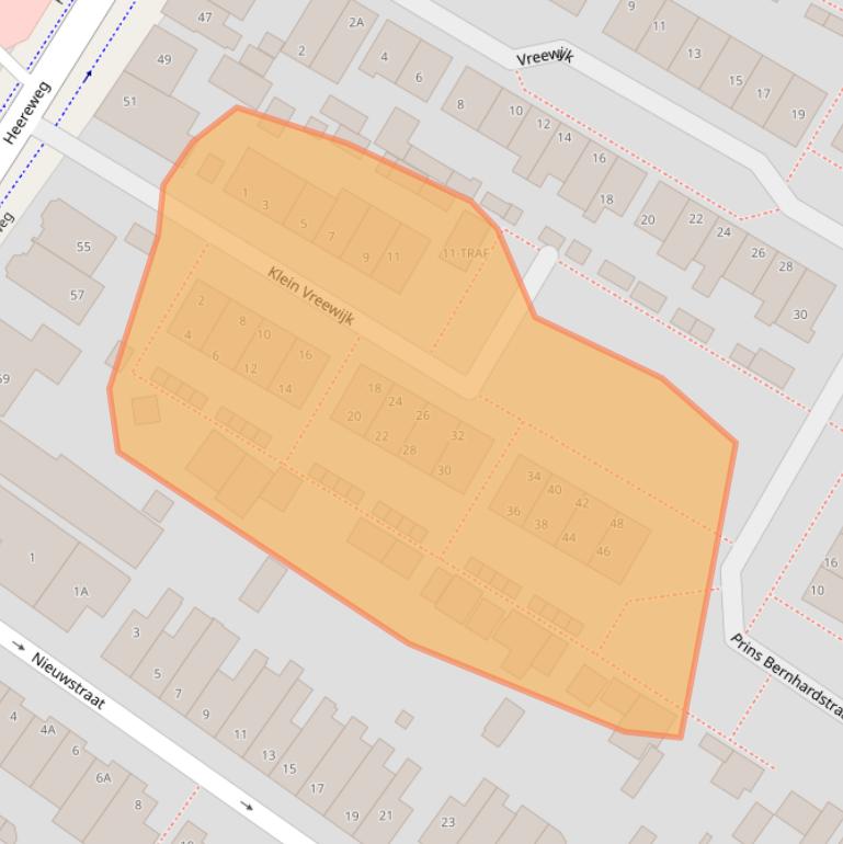 Kaart van postcodegebied 2161AA.