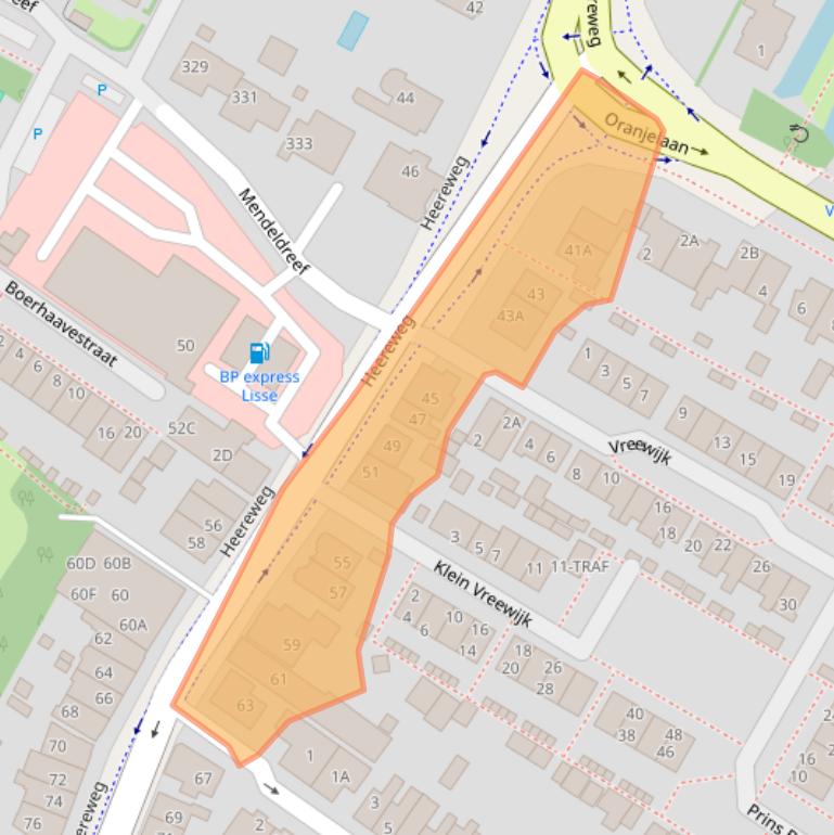 Kaart van postcodegebied 2161AD.