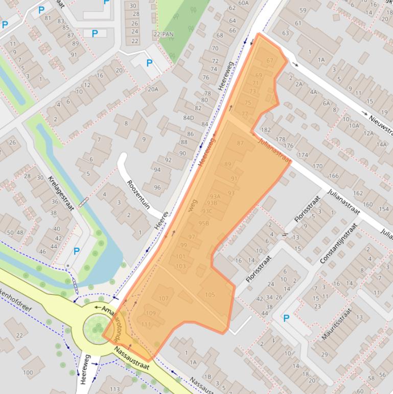 Kaart van postcodegebied 2161AE.