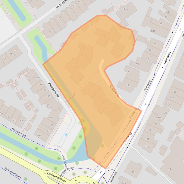 Kaart van postcodegebied 2161AX.