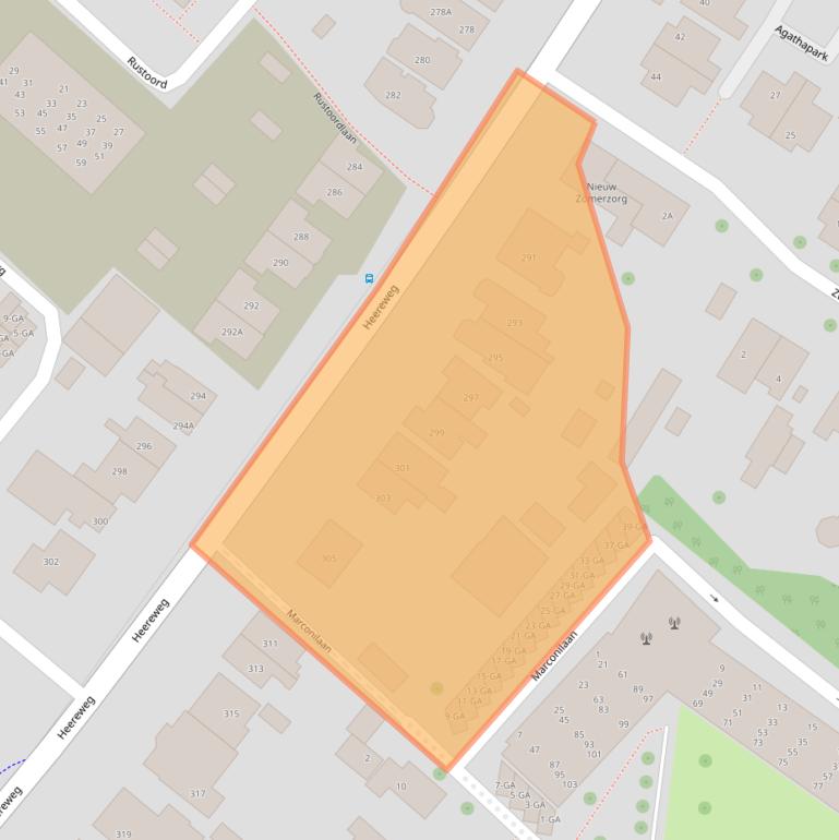 Kaart van postcodegebied 2161BJ.