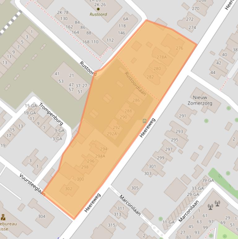 Kaart van postcodegebied 2161BT.