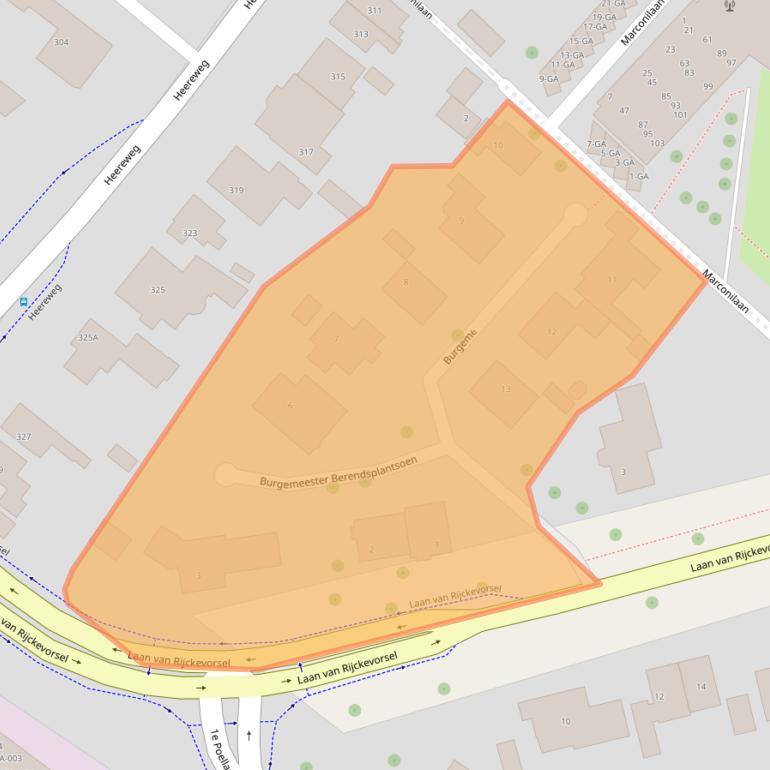 Kaart van postcodegebied 2161BW.