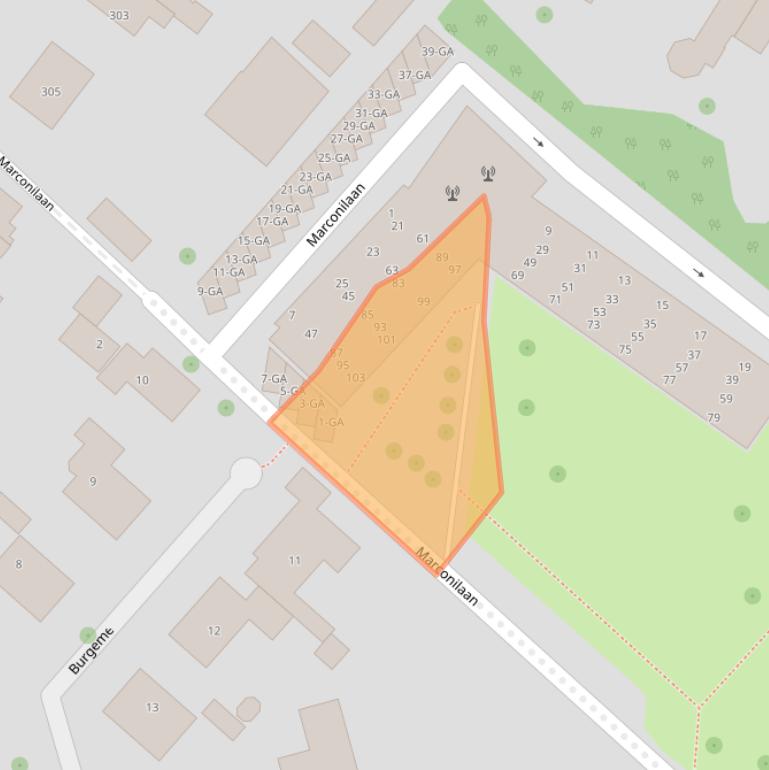 Kaart van postcodegebied 2161CG.