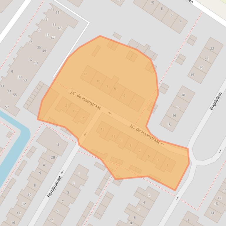Kaart van postcodegebied 2161CM.