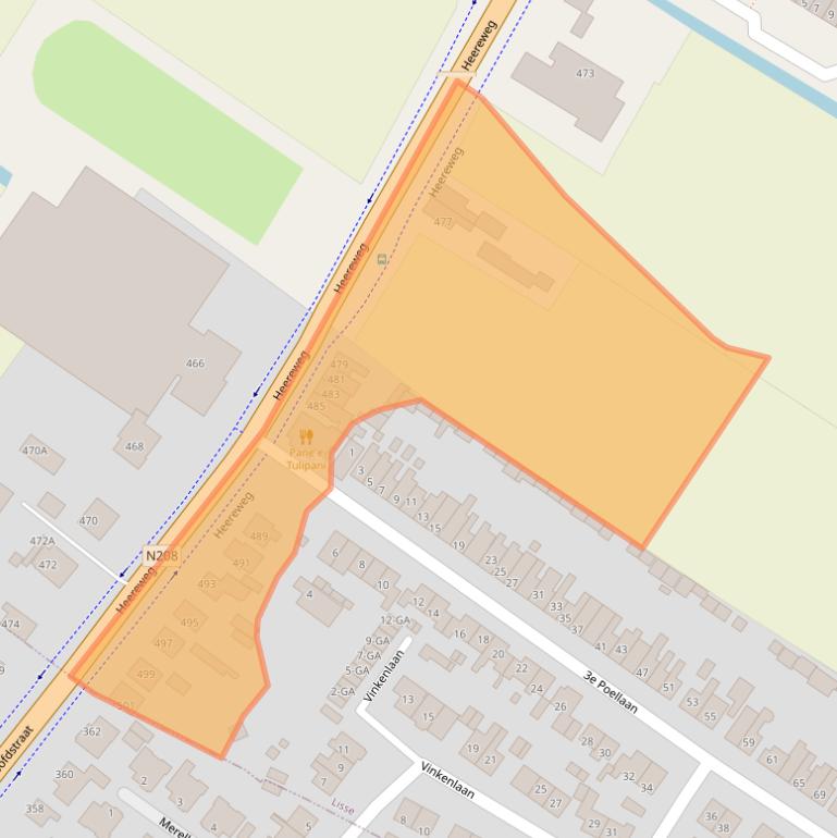 Kaart van postcodegebied 2161DD.