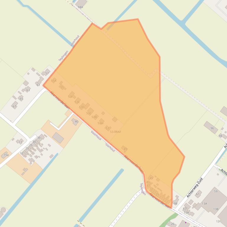 Kaart van postcodegebied 2161DR.