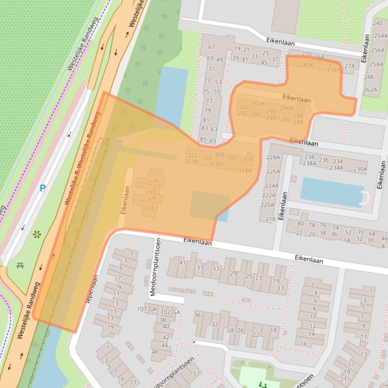 Kaart van postcodegebied 2161EK.
