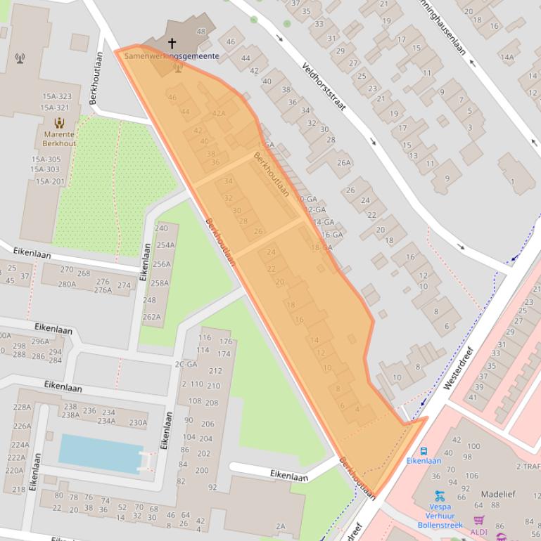 Kaart van postcodegebied 2161EM.