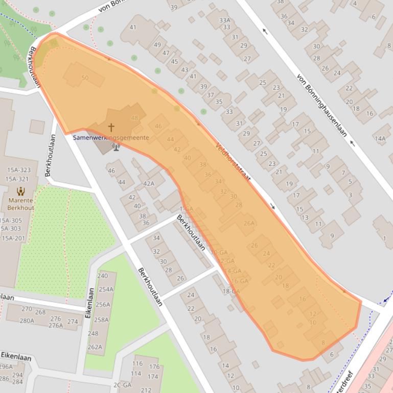 Kaart van postcodegebied 2161ER.
