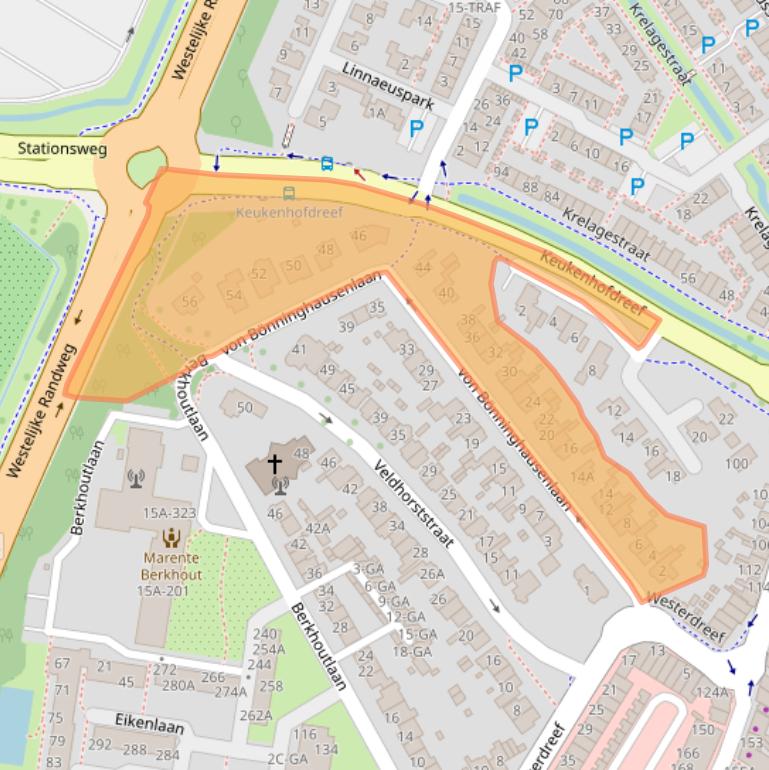 Kaart van postcodegebied 2161ET.