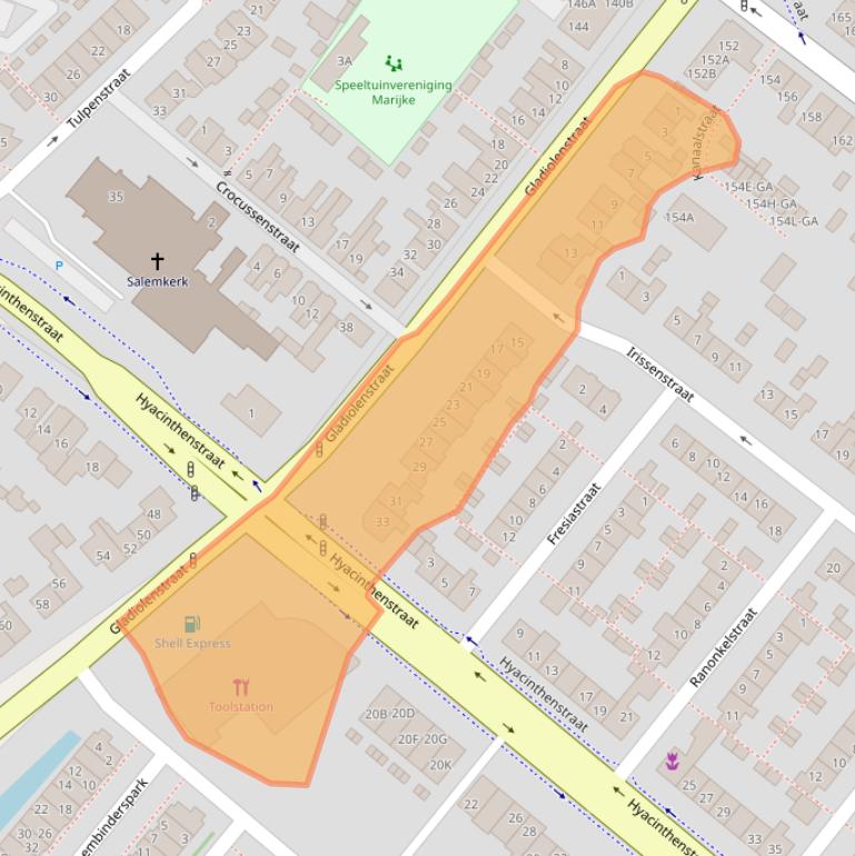 Kaart van postcodegebied 2161KM.