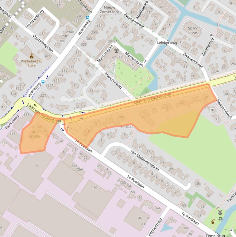 Kaart van postcodegebied 2161KT.