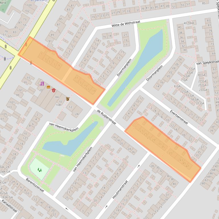 Kaart van postcodegebied 2161TA.