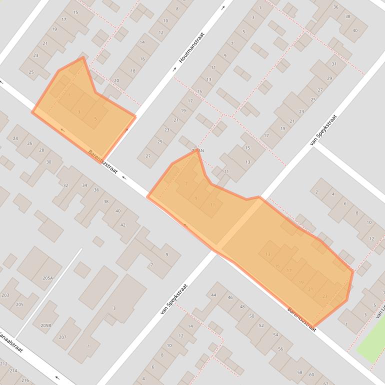 Kaart van postcodegebied 2161TJ.