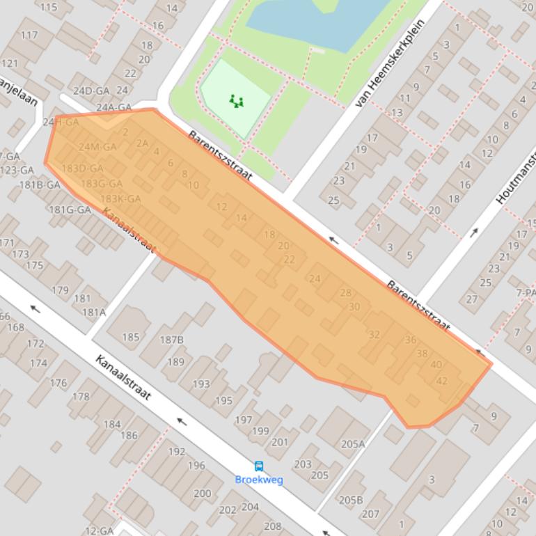 Kaart van postcodegebied 2161TL.