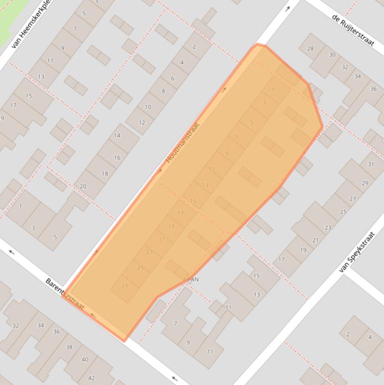 Kaart van postcodegebied 2161TN.