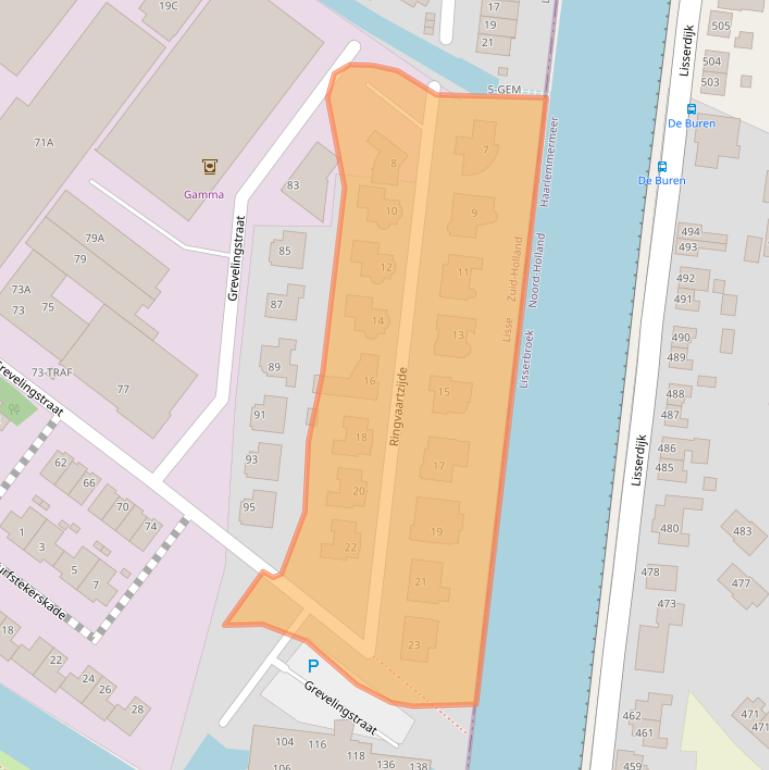 Kaart van postcodegebied 2161WT.