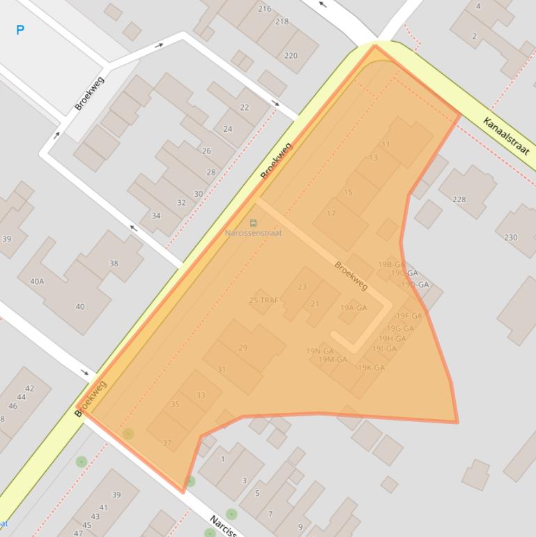 Kaart van postcodegebied 2161XA.