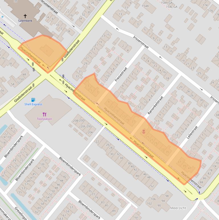 Kaart van postcodegebied 2161XN.