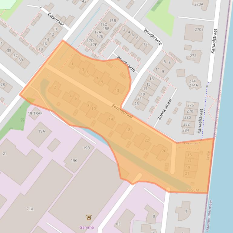 Kaart van postcodegebied 2161XZ.