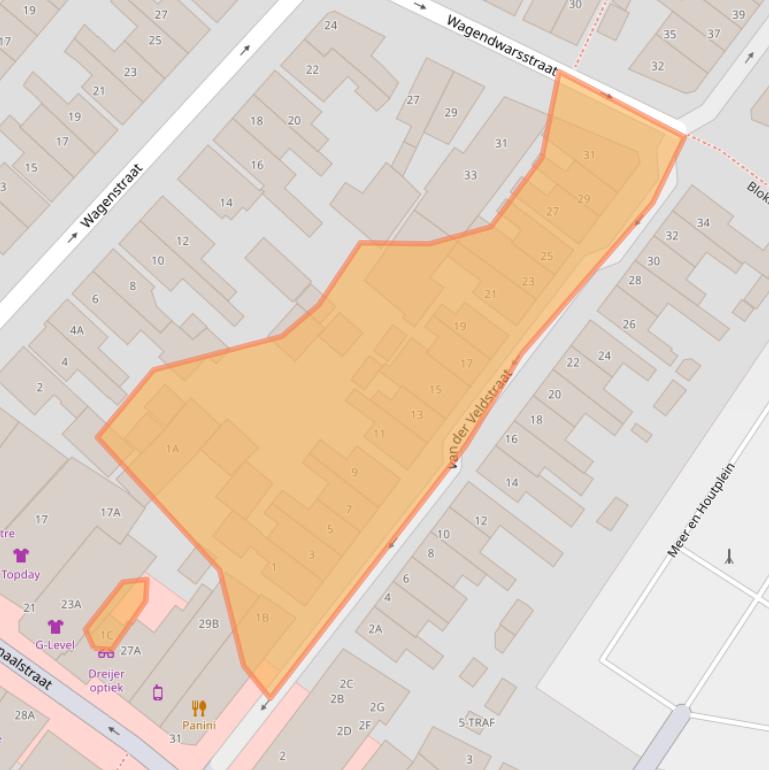 Kaart van postcodegebied 2161ZC.