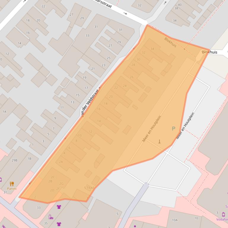 Kaart van postcodegebied 2161ZE.