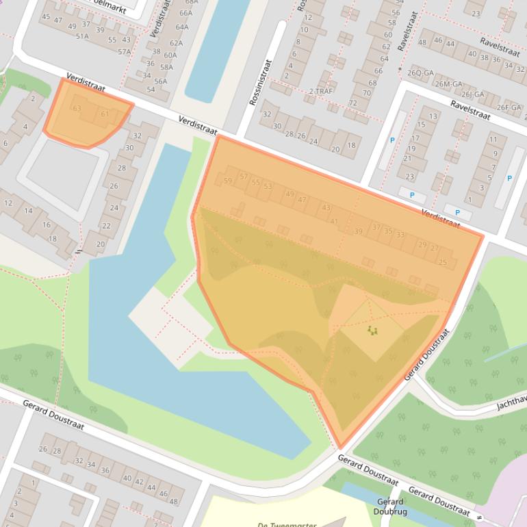 Kaart van postcodegebied 2162AT.
