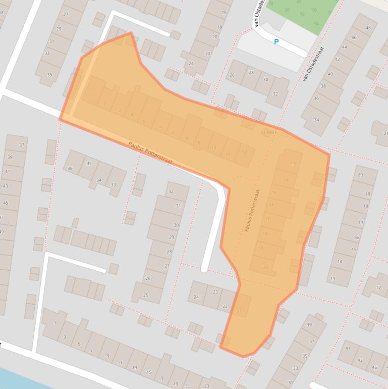 Kaart van postcodegebied 2162BS.