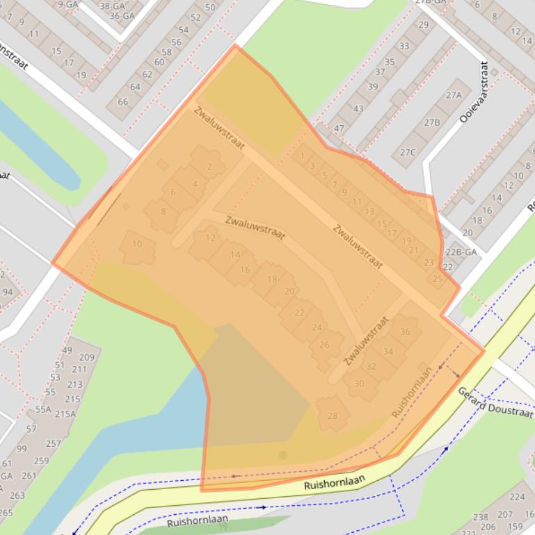 Kaart van postcodegebied 2162GA.