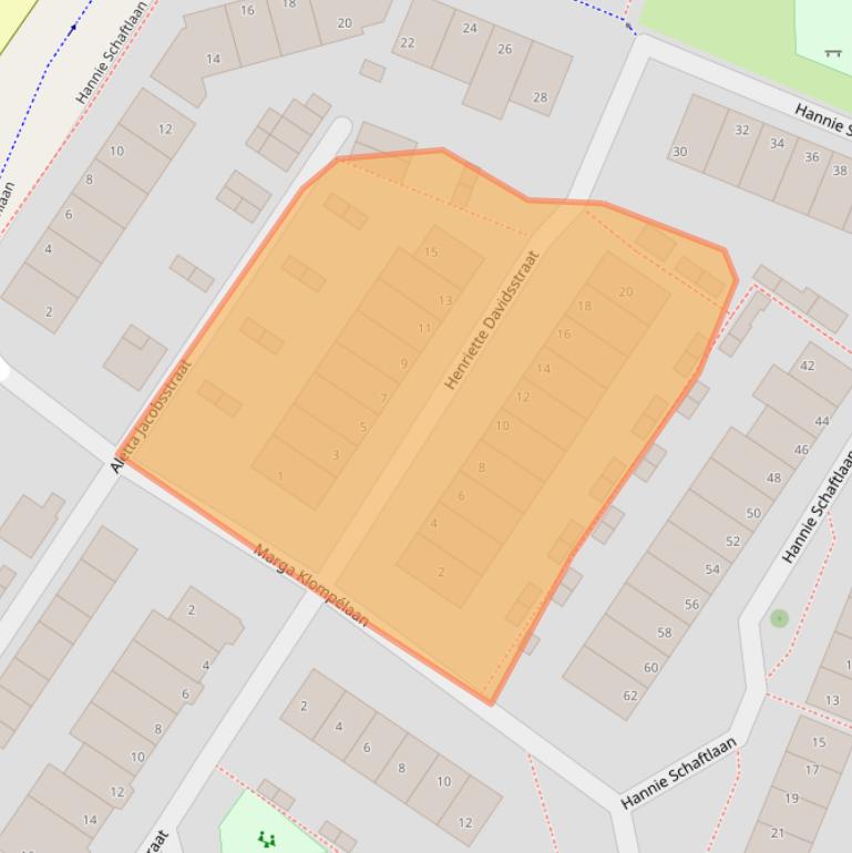 Kaart van postcodegebied 2162JC.