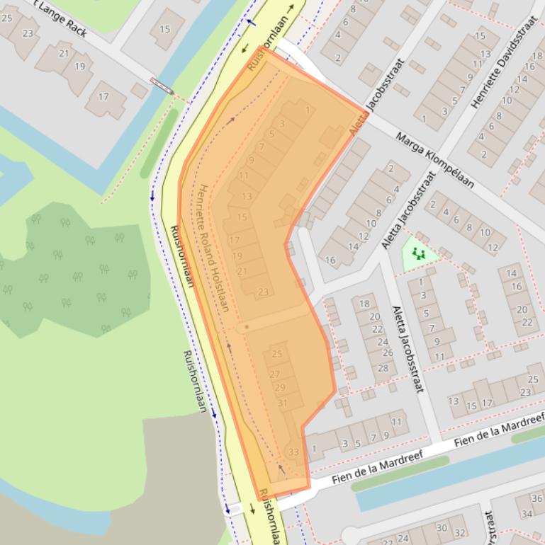 Kaart van postcodegebied 2162JE.