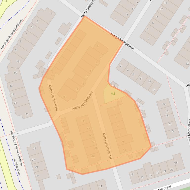 Kaart van postcodegebied 2162JG.