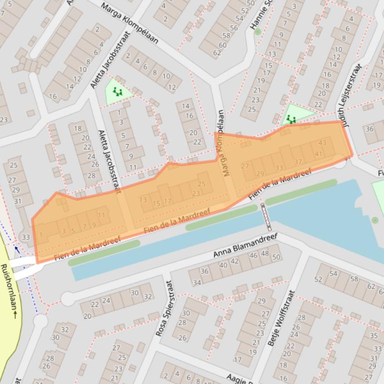 Kaart van postcodegebied 2162JH.