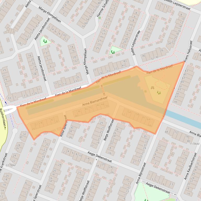 Kaart van postcodegebied 2162JR.