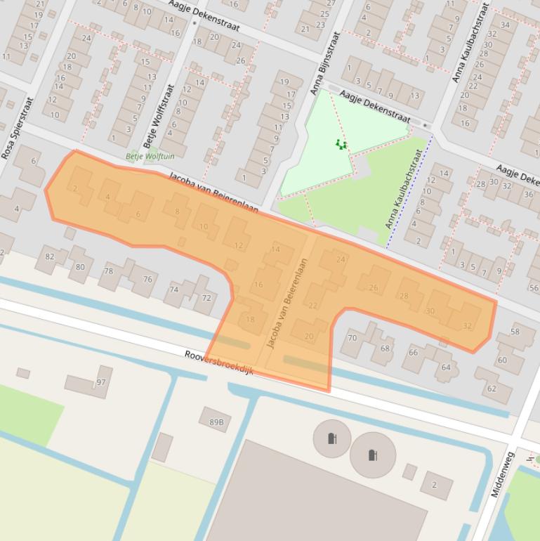 Kaart van postcodegebied 2162KE.