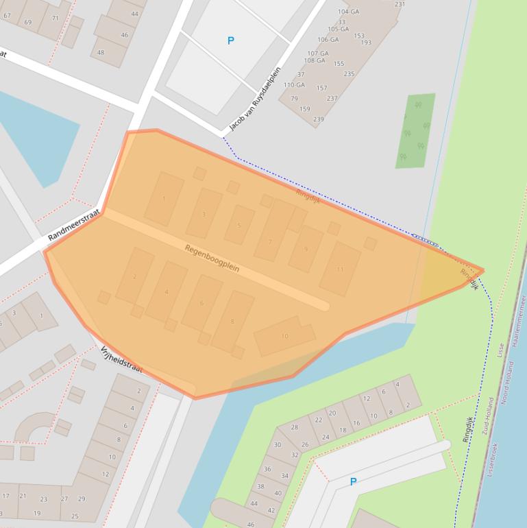 Kaart van postcodegebied 2162LE.