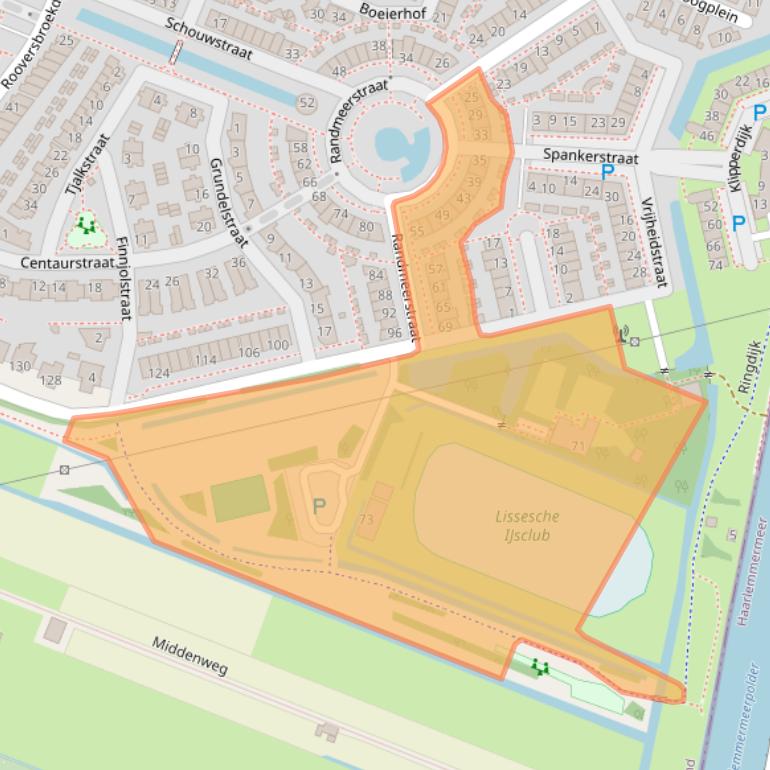 Kaart van postcodegebied 2162LJ.