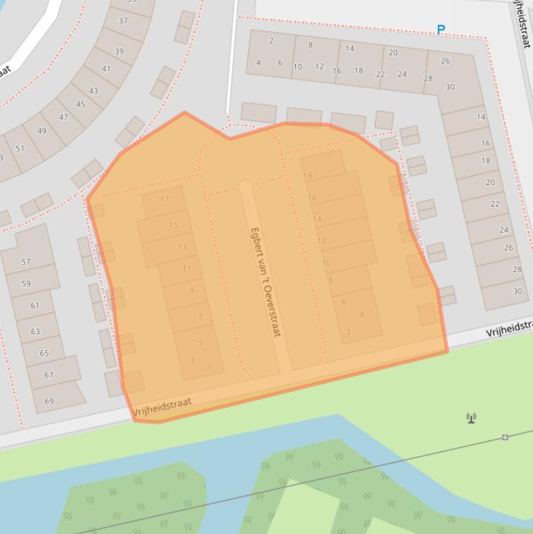 Kaart van postcodegebied 2162LW.