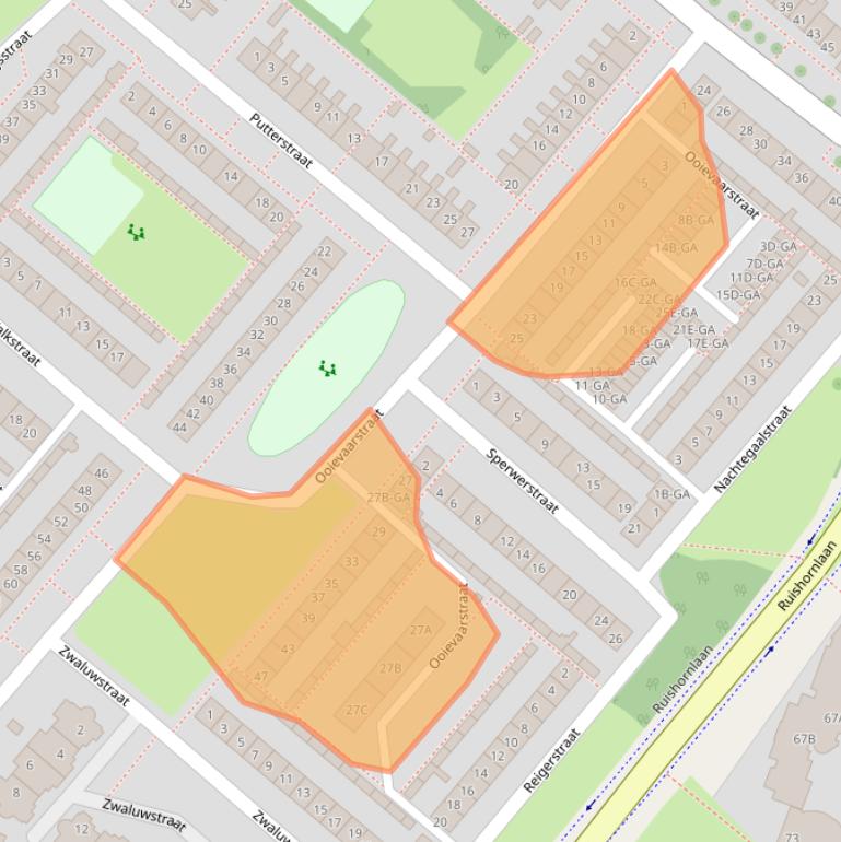 Kaart van postcodegebied 2162XA.