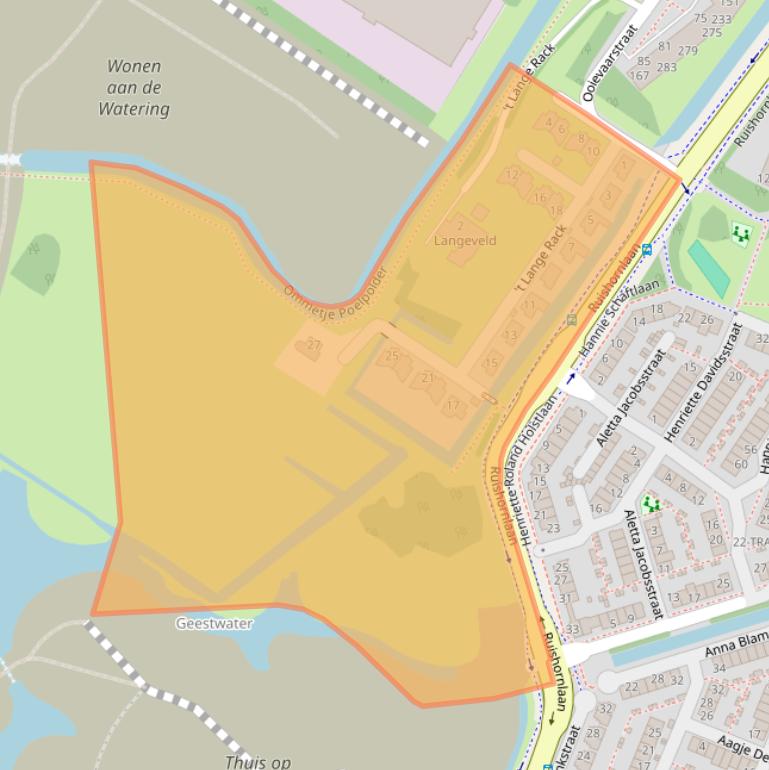 Kaart van postcodegebied 2162XX.