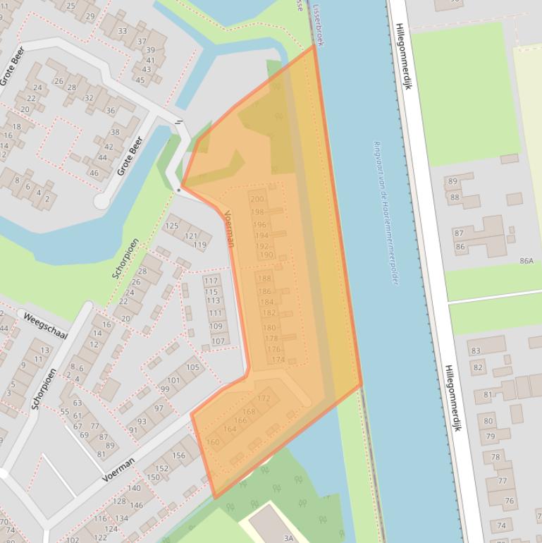 Kaart van postcodegebied 2163BP.