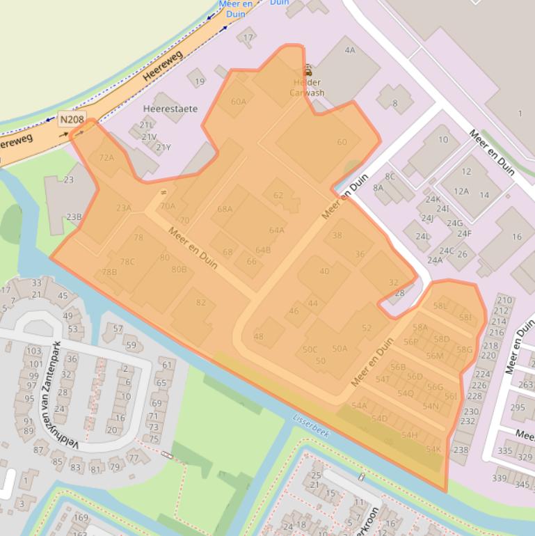 Kaart van postcodegebied 2163HC.
