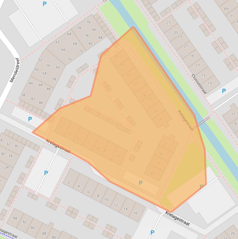 Kaart van postcodegebied 2163JA.